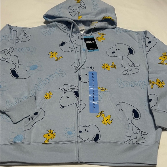 Disney Tops - Disney Full Zip Hoodie with Embroidered Snoopy and Woodstock XL NWT